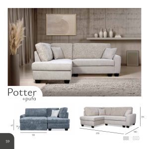 Potter + puffa Corner sofa bed