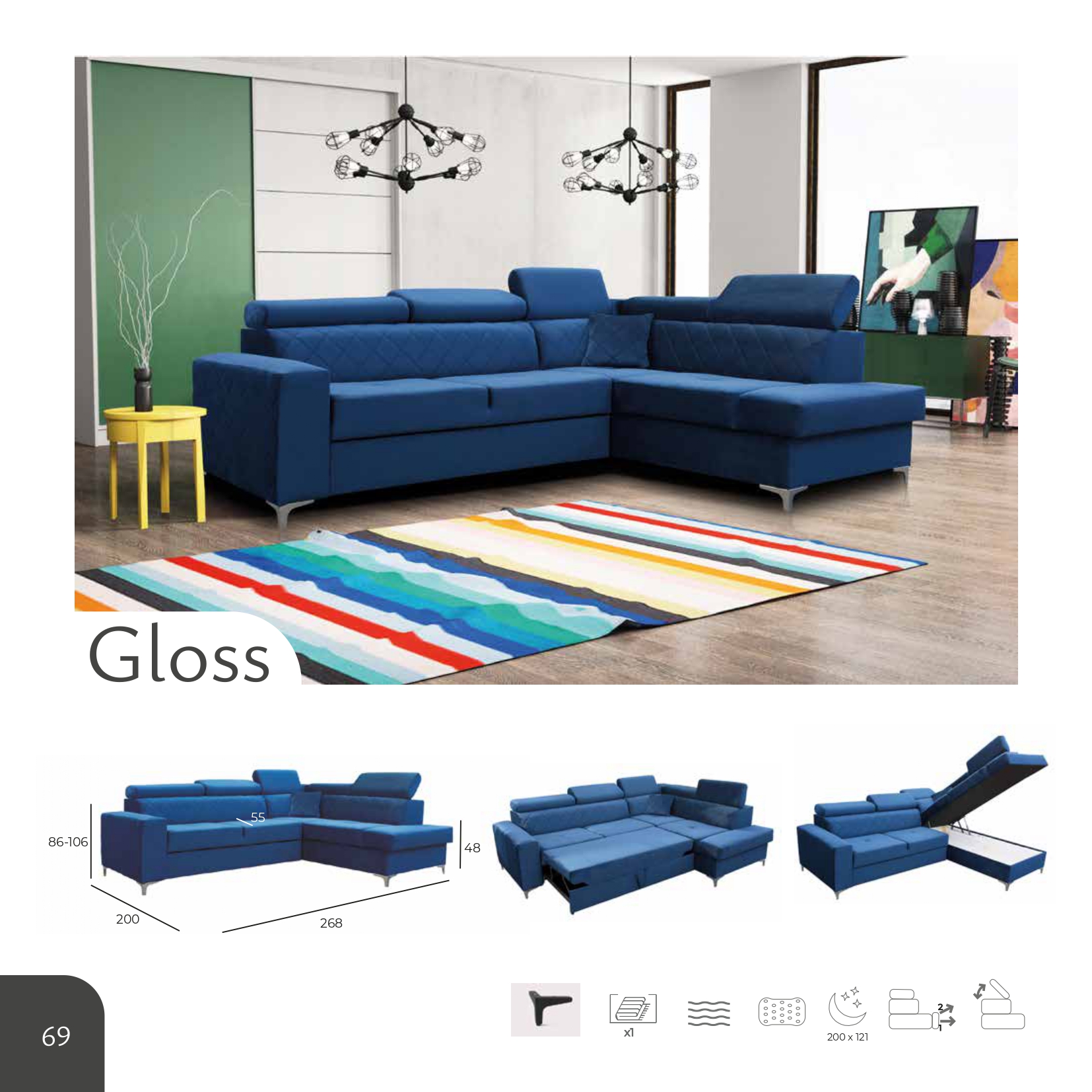 Gloss Corner Sofa Bed - Image 4