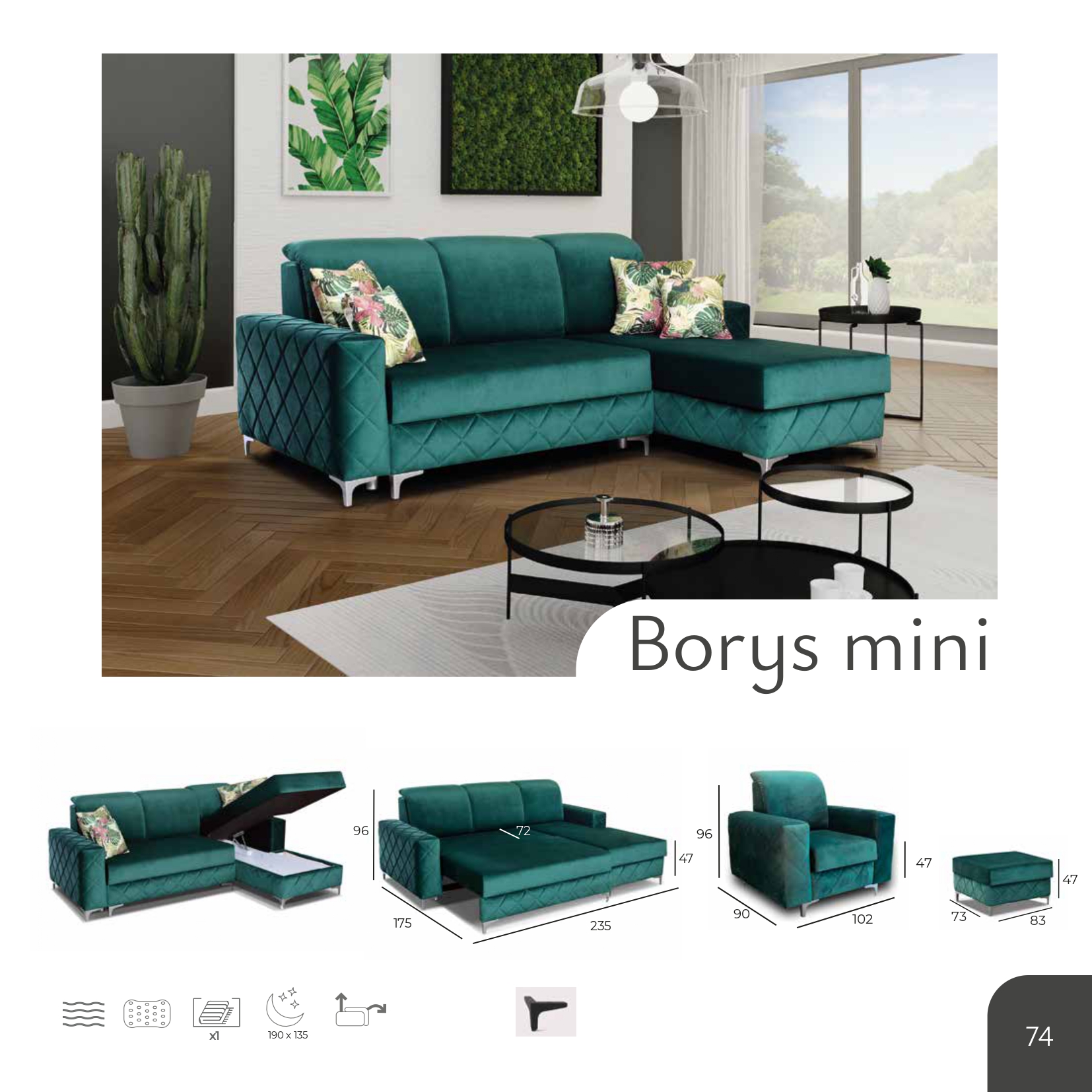 Borys Mini Corner Sofa Bed - Image 2
