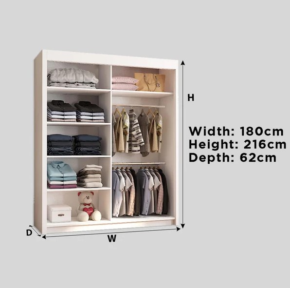INFINITY High Gloss Sliding Doors WARDROBE in 3 Sizes & 3 Colours - Image 5