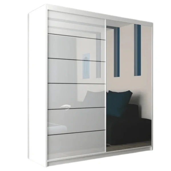 INFINITY High Gloss Sliding Doors WARDROBE in 3 Sizes & 3 Colours