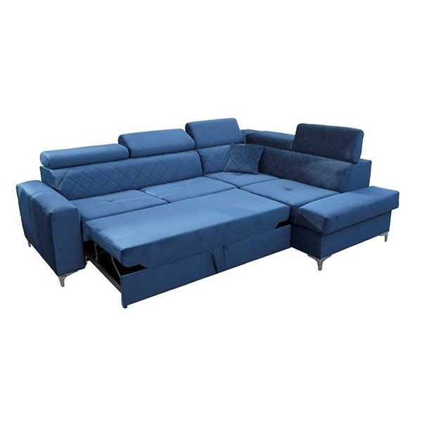 GLOSS CORNER SOFA BED BLUE - Image 2