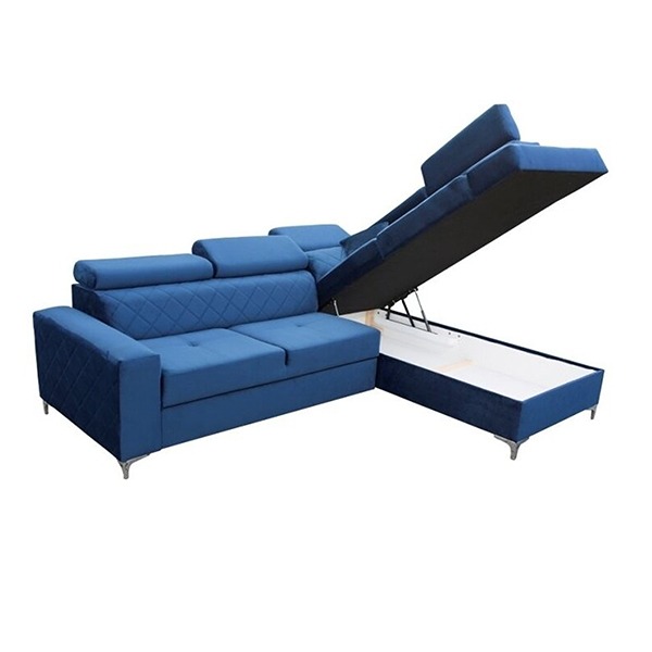 GLOSS CORNER SOFA BED BLUE - Image 3