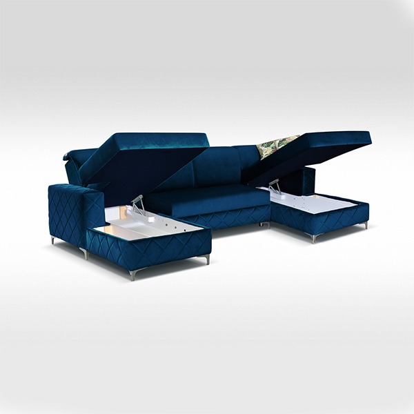 BORYS BLUE SOFA BED LARGE - Image 5